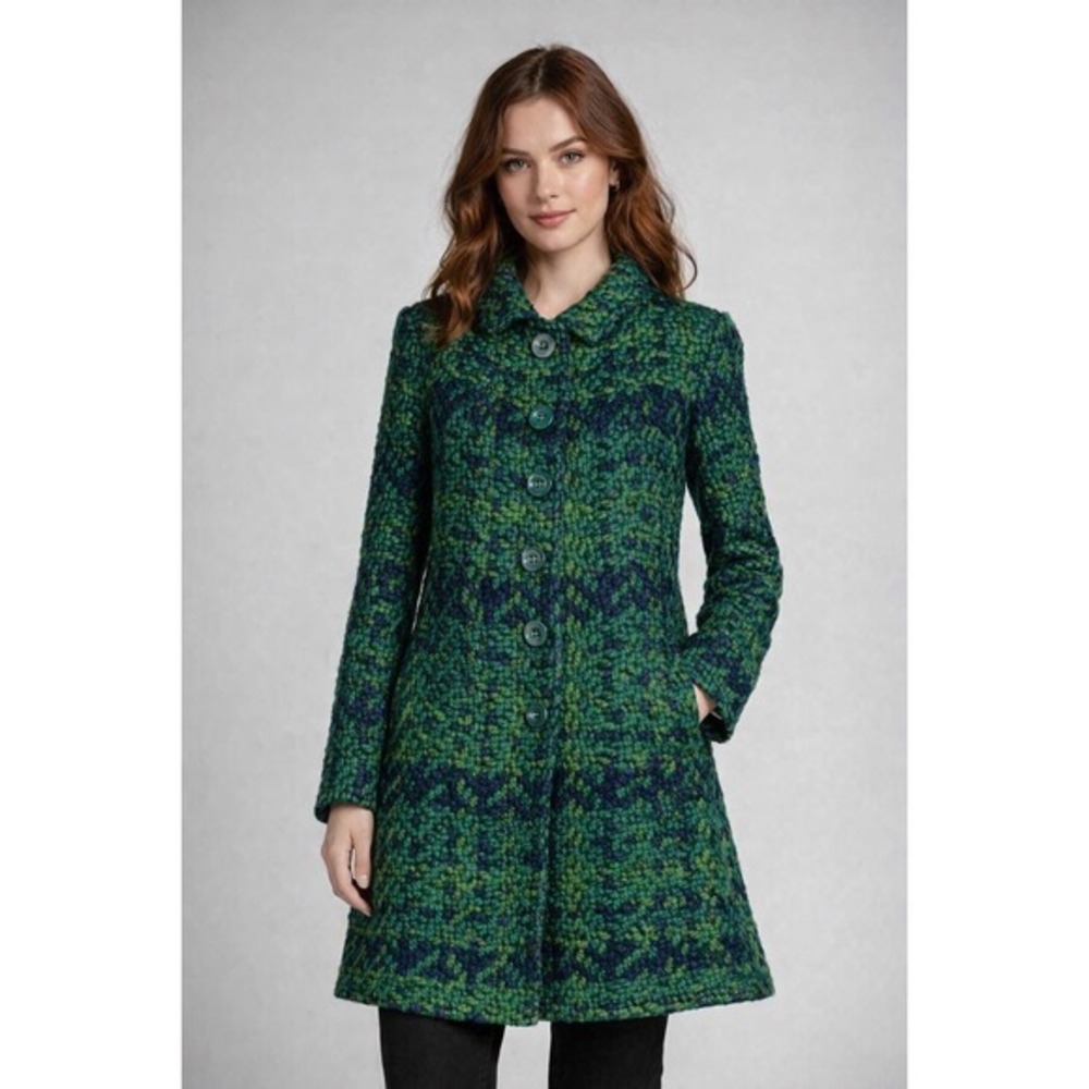 Desigual Nini Chunky Knit Coat Women 38 XS Wool Blend Hippie Boho Artsy Eclectic